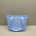 Large Tote Beach Bag, Waterproof & Sandproof & Washable, Shoulder Shopping Handbag Casual Tote for Pool, Groceries, Work (Sky Blue)