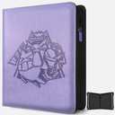 Toploader Binder, Oversized 9 Pocket 252 Top loaders Holder with Customizable Label Slot and Side-Loading Sleeves for Trading Cards in 3" x 4" Toploader (Purple), 15.35 x 12.59 x 0.23 inches