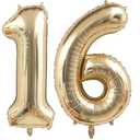 Champagne Gold 16 Balloon Number,40 Inch Light Gold 16 Balloons Big Foil Mylar Helium Number 16 Balloon for Birthday Party Anniversary Decorations