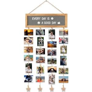 CJIAWYS Picture Frames Collage Wall Decor Hanging Photo Display Frame Felt Letter Board with 340 Letters and 30 Clips, Unique DIY Collage Picture Frames for Dorm Room Decor, Christmas Birthday Party