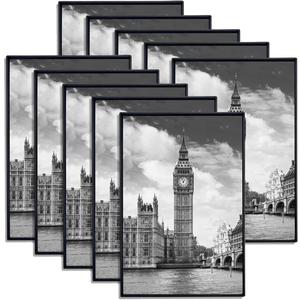 GOmaize Front Loading Black Picture Frame 4x6 Set of 10 Wall and Table Mounting