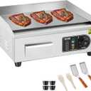 VEVOR Commercial Electric Griddle, 1700W Countertop Flat Top Grill, 18in Stainless Steel Griddle Grill with 2 Shovels and 2 Brushes for Home or Restaurant, 122-572  Adjustable Temp