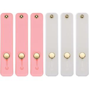 MECCANIXITY 6Pcs Phone Loop Finger Holder Silicone Phone Strap Grip Holder Cell Phone Grip Stand for Most Smartphones Dark Pink,White