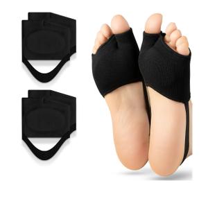 Metatarsal Pads for Women & Men 2 Pairs with Gel Inserts, Ball of Foot Pain Relief for Metatarsalgia, Sesamoiditis & Morton's Neuroma (Black, Small)