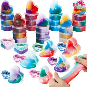 JOYIN 30 PCS Valentines Day Galaxy Slime Hearts for Kids Valentine Classroom Exchange Prizes, Party Favors, Gift Exchange
