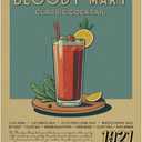 MINI ZOZI Bar Cart 12X16 Vintage Retro Cocktails Wall Art Decor Aesthetic Room Funky Trendy Bloody Mary Posters Wine Alcohol College Dorm Apartment Living Room Unframed Poster
