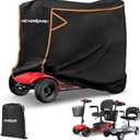 NEVERLAND Mobility Scooter Cover Waterproof - Heavy Duty 420D Electric Scooter Storage Cover Fit up to 49 inch 3 or 4 Wheel Mobility Scooters from Dust Rain Sun-Reflective Strips, Buckles, Storage Bag (black)