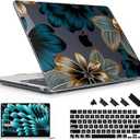 Lepeoac Case for MacBook Air 15 Inch 2025 2024 2023 Release M4 A3241 M3 A3114 M2 A2941, Hard Shell with Screen Protector & Keyboard Cover, Compatible with Touch ID - Leaves