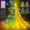 30+ Modes Ring Christmas Tree Lights Indoor Outdoor - 10Ft x 12 Lines 432 LED Easy App Control Color Changing Timer Remote Waterproof for 7.5 8 9 10 11 Ft Xmas Trees (Warm White to Multicolor)