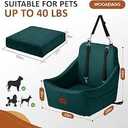 Dog Car Seat for Medium Dogs, Pet Travel Bed with Seat Belt Channel, Fully Detachable and Washable, 3 Straps Easy to Install (Green)