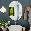 Frameless Bathroom Mirror, 20X30 inch Frameless Bathroom Mirrors for Over Sink, Beveled Bathroom Mirror Oval Mirrors for Bathroom