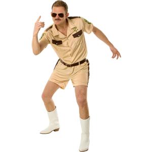 Morph Lieutenant Cop Costume Men 911 Officer Deputy Outfit Brown Tan Police Uniform Sheriff Halloween Costumes For Men (Large)