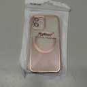 Hython for iPhone 12 Case Clear Magnetic Glitter Phone Cases [Compatible with MagSafe] Full Camera Lens Protector Slim Gradient Sparkle Luxury Plating Shockproof Protective Cover Women Girls, Pink