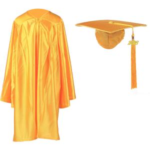 3 x Shiny Kindergarten Graduation Cap and Gown Set (Yellow)