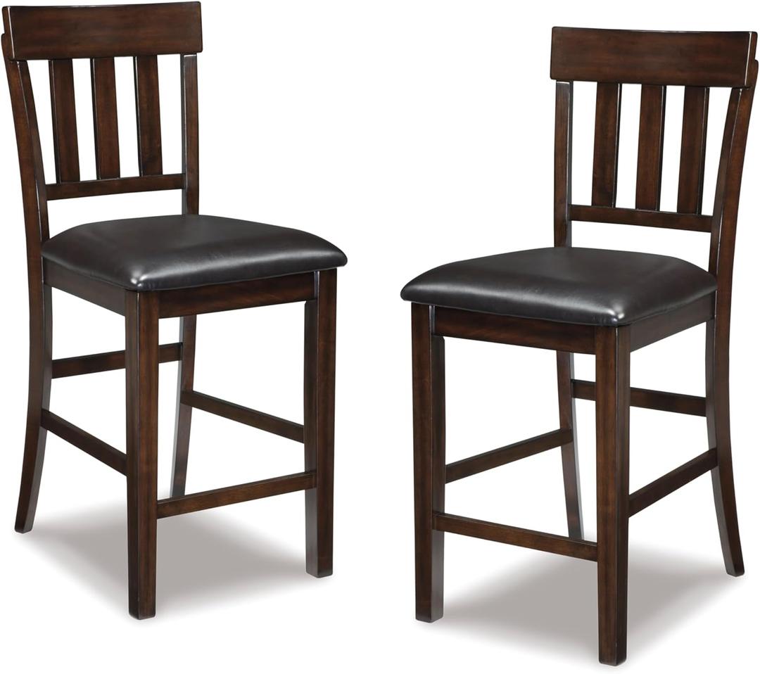 Signature Design by Ashley Haddigan 24" Counter Height Upholstered Barstool 2 Count, Dark Brown