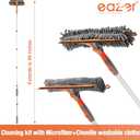 Eazer 89'' Squeegee Window Cleaner 2 in 1 Rotatable Window Cleaning Tool Kit with Extension Pole, Window Washing Equipment with Bendable Head for Indoor/Outdoor Window and Car Glass