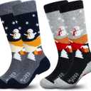 Hylaea Merino Wool Ski Socks Kids, Knee-high Warm Thermal Snowboard Skating Socks for Boys Girls Toddler (XX-Small, Black Grey (2 Pairs))