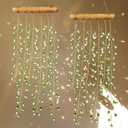 Suncalla 2 Pcs Crystal Suncatchers for Window Boho Decor Hanging Sun Catcher Making Rainbow Green Plants Artificial Crystal Prisms Wind Chime with Chain for Garden Home Wedding Ornament Gift