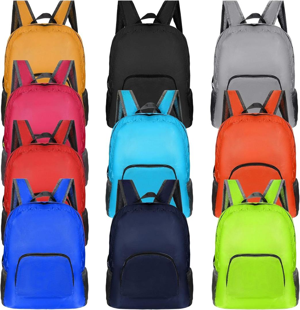 Sherr 10 Pack 17" Classic Backpacks in Bulk Foldable Lightweight Back Packs Basic Assorted Colorful Classic bags for Travel (Mixed Color)