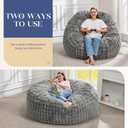 Hobestluk Bean Bag Chairs Beanbag Chair with Filler Adult Bean Bags with Fluffy & Machine Washable Cover, Giant Bean Bag Chairs for Aduts (Grey, 5FT-50" x 50" x 24")