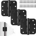 3Pcs Stainless Steel Black Door Hinges, 4 x 4 Inch Door Hinge with Ball Bearing, Rounded 5/8 Radius Interior