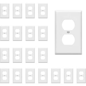 ENERLITES Duplex Wall Plates Kit, Electrical Outlet Covers, Standard Size 1-Gang 4.50" x 2.76", Unbreakable Polycarbonate Thermoplastic, Electric Receptacle Plug Covers, 8821-W-20PCS, White (20 Pack)