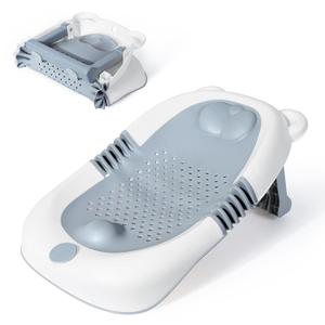 Orzbow Baby Bath Support, Foldable Newborn Bathtub 0-6 Months, Non-Slip Soft Baby Bath Tub with Suction Cups, Ergonomic Design, Newborn Infant Essentials Must Haves, Gray