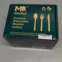 MeeRoh 300 Pcs Wooden Utensil Set  Heavy Duty Disposable Silverware  Eco Friendly Wood Utensils Set for Parties & Weddings  Compostable Birch Wood Forks Spoons Knives  Biodegradable Cutlery