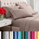 Bare Home Hotel Luxury King Sheet Set, Extra Soft - 6 Piece Set - Deep Pockets - Easy Fit - Cooling & Breathable - Wrinkle, Fade, Stain Resistant - Includes 4 Pillowcases (King, Taupe)