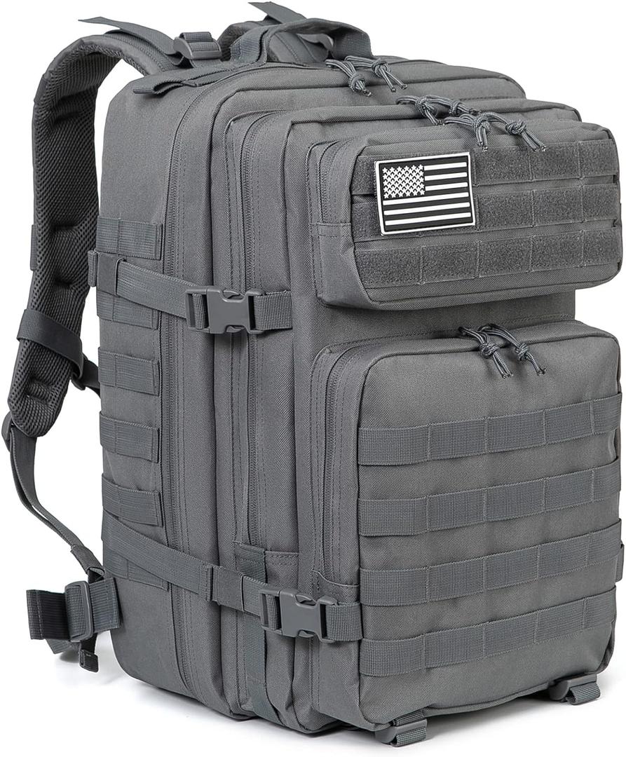 QT&QY 45L Military Tactical Backpacks Molle Army Assault Pack 3 Day Bug Out Bag Hiking Treeking Rucksack (3.0 Gray)