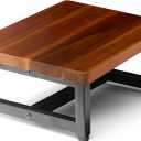 FANATU 13'' Wooden Step Stool, One Step Stool for Adults, Wooden Beside Step Stool with 550 Load Capacity (Acacia, 6.3 in  Metal Legs)
