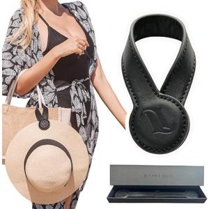 Magnetic Hat Clip for Travel on Bag | Fashionable Travel Accessories For Women | Leather Hat Holder With Strong Magnet For Handbags, Purses, Backpacks, Luggage, And Totes (Black)