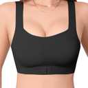 Womens Seamless T-Shirt Bra Soft Bralette Pullover Front Closure (Black, XL)