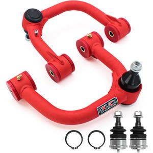Front Upper Control Arms for 2005-2023 Toyota Tacoma, Hilux, Fortuner, 2-4" Lift Tubular Control Arm, PU Bushing, Pre-Installed Ball Joint with 2 Replacement Ball Joints, Wrinkle Red