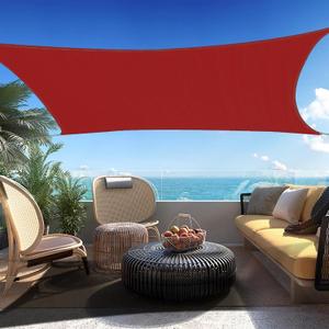 16' x 20' Red Rectangle Sun Shade Sail Canopy Durable Fabric UV Block Awning, We Make Custom Sizes