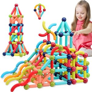 COUOMOXA Magnetic Building Blocks for Kids: Magnetic Stick Montessori Game for 3 4 5 Years Old Toddlers - STEM Starter Toy for Kids Age 3-5 Preschool - Birthday Gift for Boys Girls