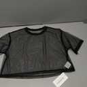 Avanova Women Sheer Mesh Crop Top Boxy Short Sleeve Shirt Black X-Small