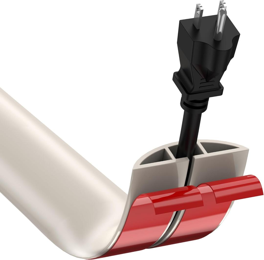 CrocSee 4ft Self-Adhesive Floor Cord Cover for Wires, Low Profile Cord Hider Cable Management, Trimmable PVC Cord Protector - Cord Cavity = 0.47" (W) x 0.29" (H) - Beige