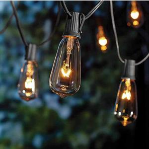 10Ft Outdoor String Lights Waterproof, Hanging Patio Lights with 11 Edison Bulbs (1 Spare), ST40 Vintage Edison Bulbs String Lights for Indoor Garden Backyard Party Wedding Balcony Decor- Black