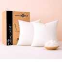 Native Fab Throw Pillow Inserts, Pack of 2, 18x18 Inches, White Polyester, Decorative Square Cushion Fillers for Bed, Couch, Living Room, Reading Nook, Soft Support & Home Styling Accent