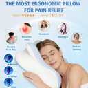 Extended Cervical Neck Pillow for Pain Relief, Ergonomic Contour Side Sleeper Pillow for Sleeping, Orthopedic Memory Pillow for Neck Support, Cooling Adjustable Pillow for Back and Stomach Sleeper