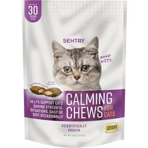 Sentry Calming Chews for Cats, Calming Aid Helps to Manage Stress, With Pheromones That May Help Curb Destructive Behavior, Calming Health Supplement for Cats, 4 oz. BBD 03/29/26