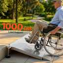 VEVOR Threshold Ramp for Wheelchairs, 42.5 x 23.2 in, Platform Wheelchair Ramp with Adjustable Height 3-6, Non-Slip Door Threshold Ramps, 1000 lbs Capacity, for Home Steps, Walkers