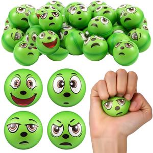 Shappy 32 Pcs Christmas Stress Balls Bulk Xmas Green Monster Stress Relief Toys Squeeze PU Balls 4 Styles Cute Whimsical Relief Toys Xmas Party Favors for Goodie Bag Fillers Stocking Stuffer Gifts