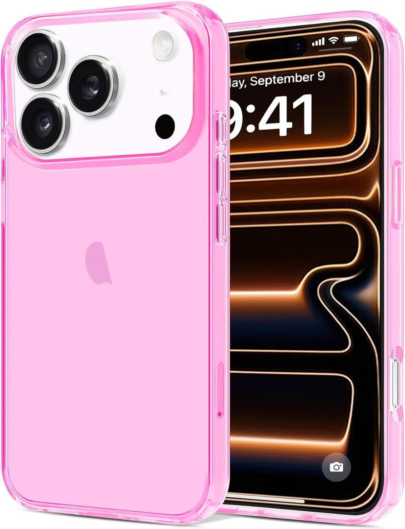 JJGoo Compatible with iPhone 17 Pro Max Case Clear, Soft Transparent TPU Bumper Cover, Slim Thin Shockproof Phone Cases, Pink