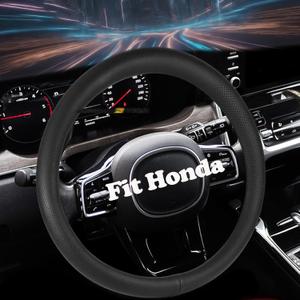 Car Steering Wheel Cover for Honda CRV Civic Accord HRV Pilot Passport Odyssey Element Insight Fit Ridgeline Clarity City LX EX EXL Si Hatchback Accessories,Black (Style-B, Round-Shaped)