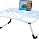 Kawaii Laptop Desk Foldable Kawaii Bed Desk Table Cute Folding Breakfast Tray Portable Lap Standing Desk Notebook Stand Reading Holder for Bed/Couch/Sofa/Floor (Blue)
