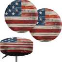 GLENLCWE Retro American Flag Stool Covers Round,4Pack Patriotic Round Bar Stool Covers Washable Bar Stool Slipcovers with Elastic Edge