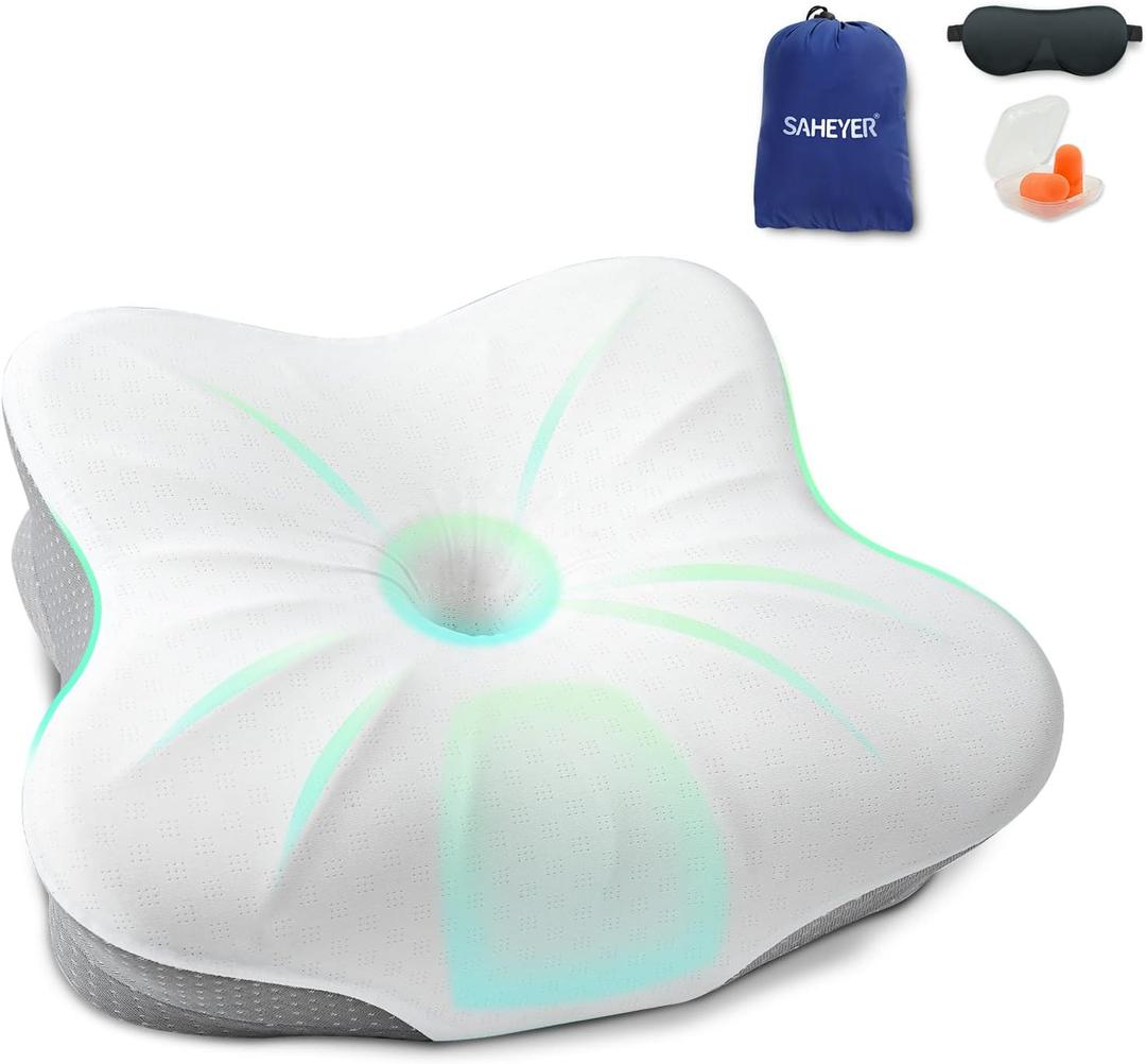 SAHEYER Memory Foam Travel Pillow, Small Camping Pillows for Sleeping, Neck Support Camping Gear Accessories - Travel Essentials for Sleeping, Backpacking Pillow, Hammock Pillow, Gray (Grey)