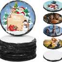 Patelai 6 Pcs Sublimation Slate Blank Coasters, 3.55 Inch Slate Coasters, Personalized Heat Thermal Transfer DIY Sublimation Blanks for House Warming Gifts Office Bar Table Custom (Round)